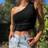 'Faer' One Shoulder Cropped Cami - Celes Fashion